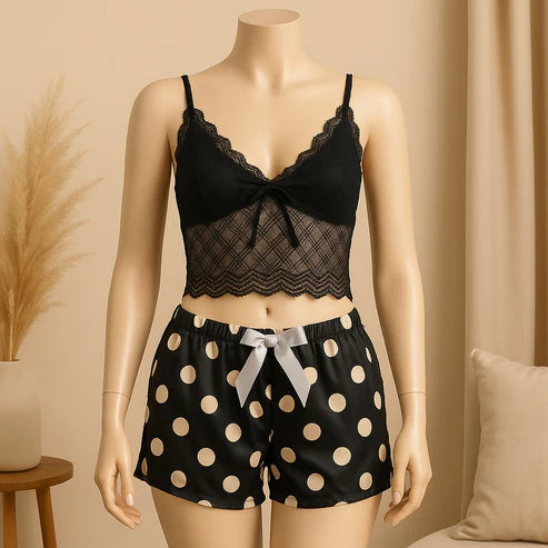 2 Pcs Short Skirt Style Lace See Through Inner Sexy Nighty (Free Delivery 🚚)