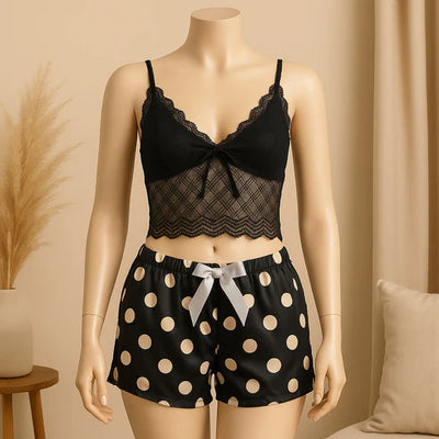 2 Pcs Short Skirt Style Lace See Through Inner Sexy Nighty (Free Delivery 🚚)