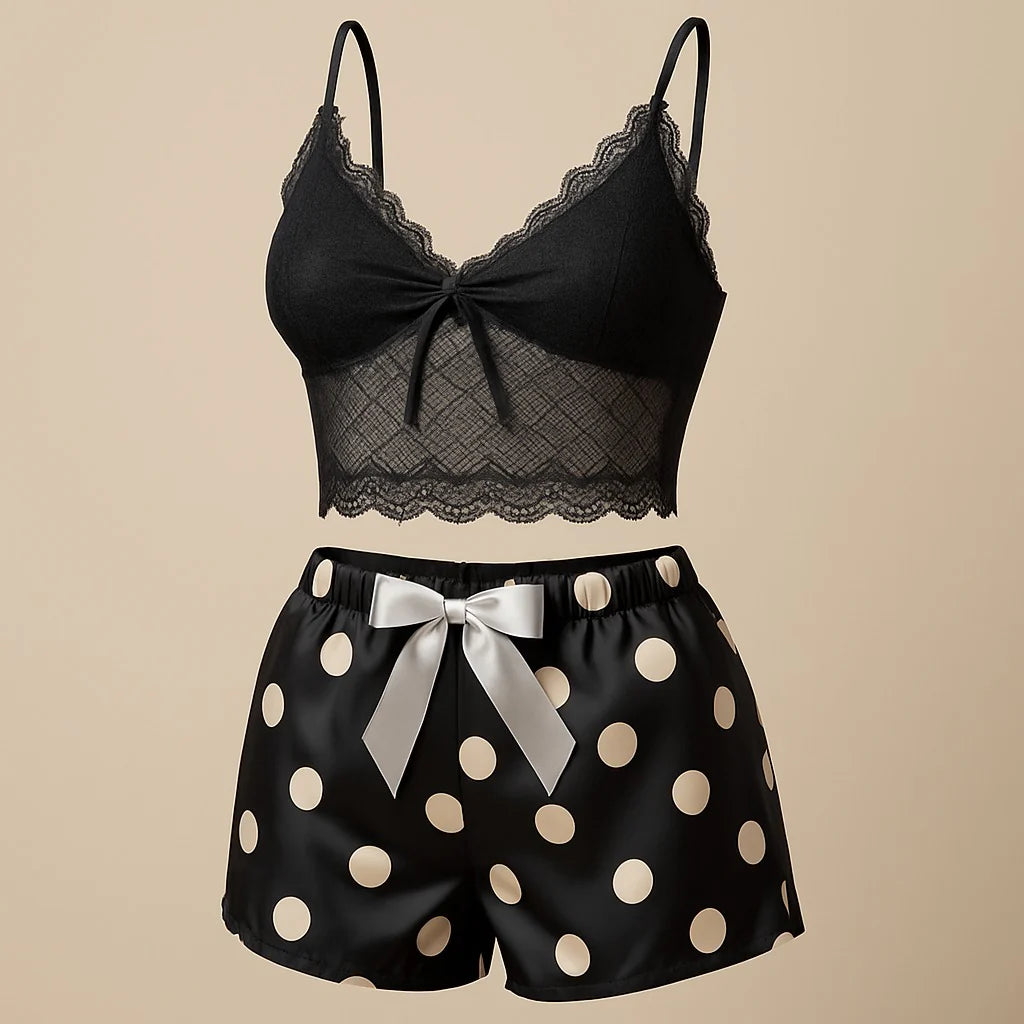 2 Pcs Short Skirt Style Lace See Through Inner Sexy Nighty (Free Delivery 🚚)