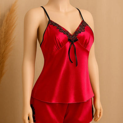 2 pcs silk Charming Style Short Non Padded Inner and Short Nighty