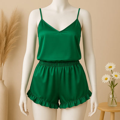 2 pcs silk Cami Sets Charming Style Short Non Padded Inner and Short Nighty