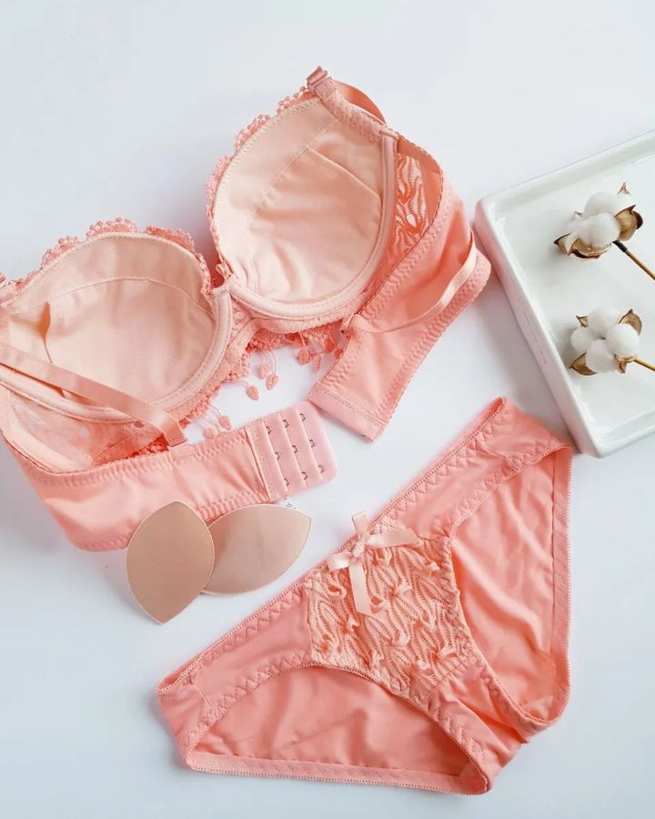 Floral Embroidery Bella Padded Bra and Panty Set
