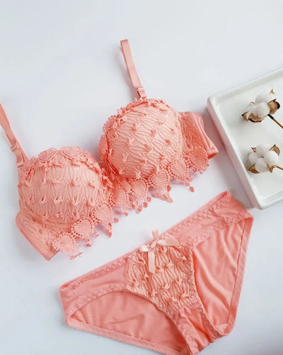 Floral Embroidery Bella Padded Bra and Panty Set