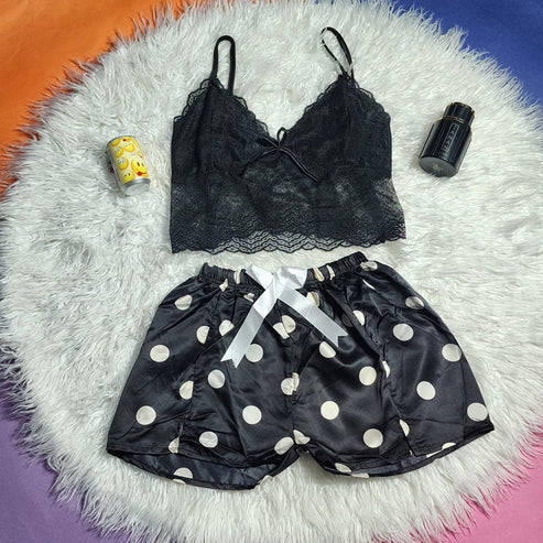 2 Pcs Short Skirt Style Lace See Through Inner Sexy Nighty (Free Delivery 🚚)
