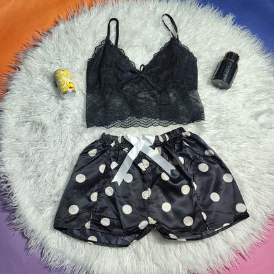 2 Pcs Short Skirt Style Lace See Through Inner Sexy Nighty (Free Delivery 🚚)