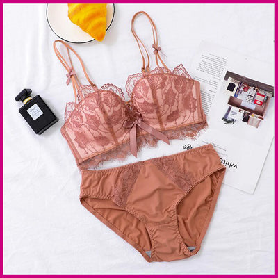Soft Push Up Embroidered Bra and Panty Set