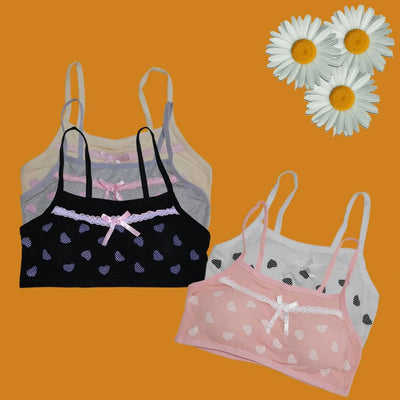 Pack Of 3 Cotton Soft Padded Teeange Bra Vest For Girls Steel -SB