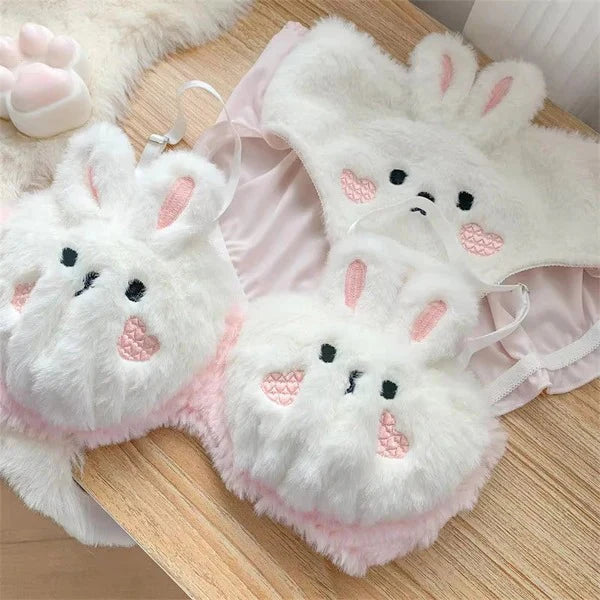 Undergarments New High Quality Sexy Cute Anime Soft Plush Design bra underwear Japanese cartoon rabbit underwear Bra & Panty Set