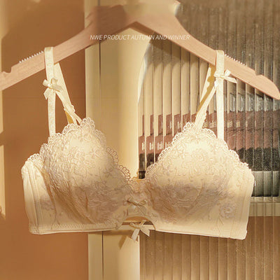 New Cute Lace Flower Embroidered Adjustable Straps Push Up Bridal Padded Bra