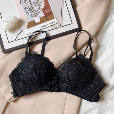 New Cute Lace Flower Embroidered Adjustable Straps Push Up Bridal Padded Bra