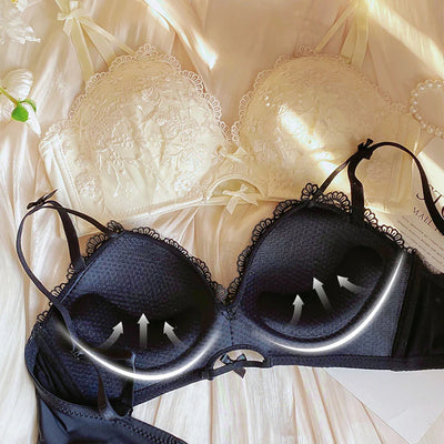 New Cute Lace Flower Embroidered Adjustable Straps Push Up Bridal Padded Bra