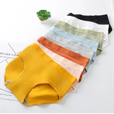 Pack Of 5 Women's Panties Mid Waist Solid Color Breathable High Elasticity Quick Dry Butt Lifting Soft Anti-Pilling Lady Underpants