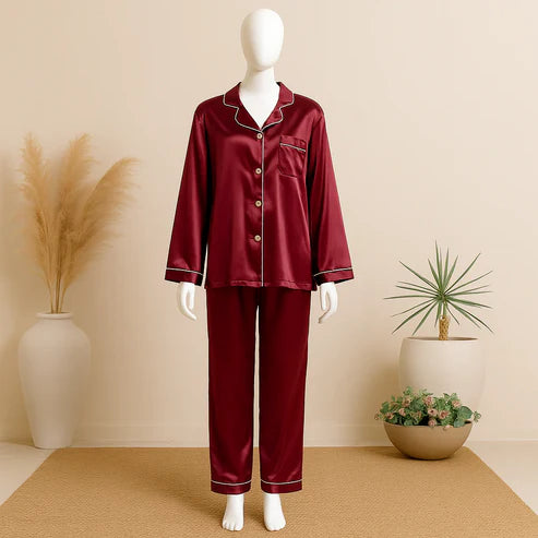 Silk Elegance Nightwear Set | Wedding Lingerie's Full Sleeve Sleepwear Lingerie Set Best PJ's in Pakistan | Sexy Nighty Two Pieces Set