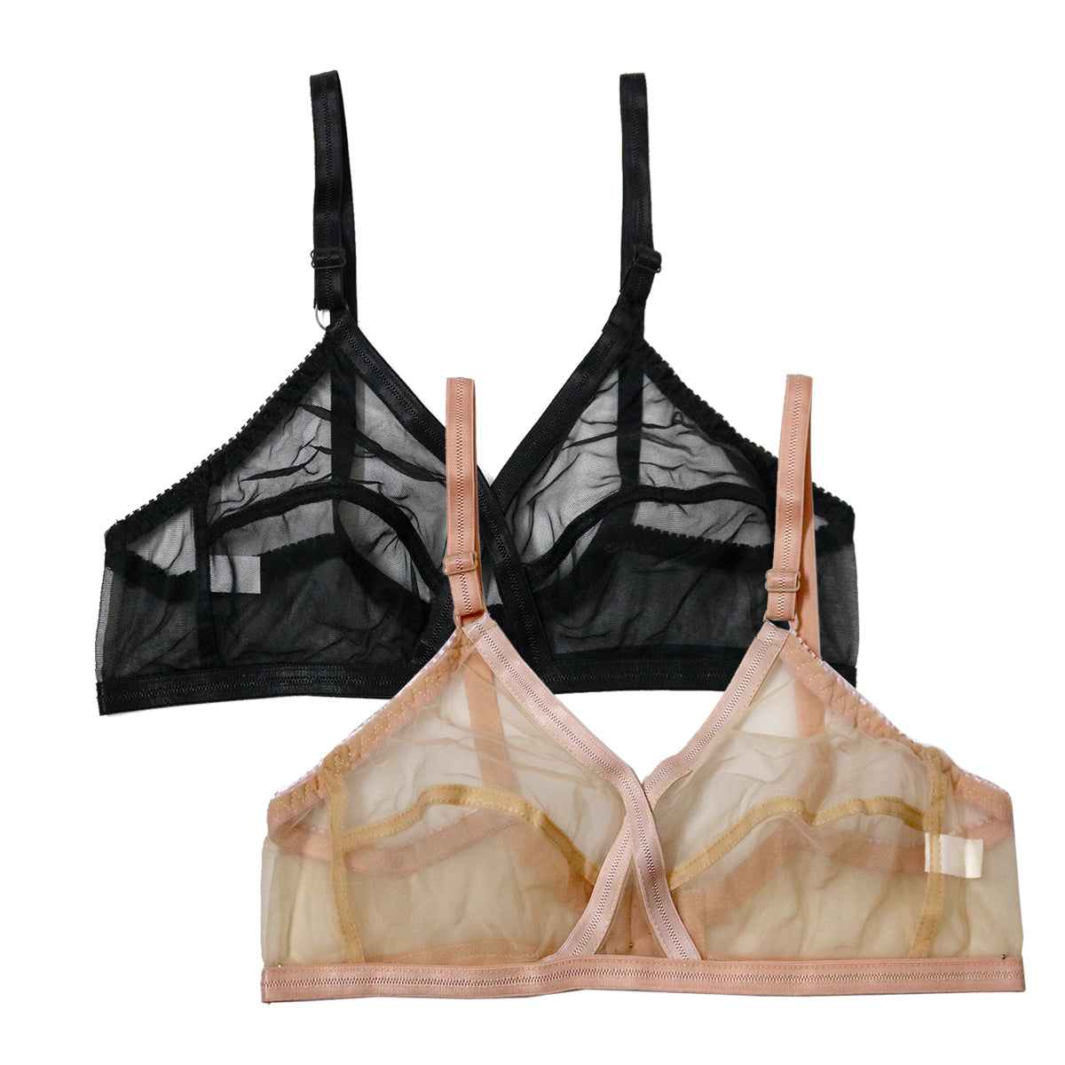 Pack Of 2 Non-Padded & Non-Wired Cotton Full Cover Full Net Transparent Bra | BD-300-TK