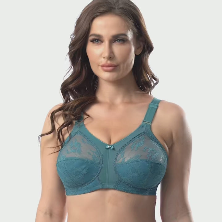 Imported™ Lace Bra Minimizer Women Beauty Floral Full Figure Wireless Large Bosom Bra