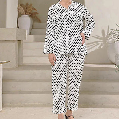 Summer Cooling Linen 2-Piece Pajama Set With Scrunchie